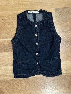 ZARA Denim Vest – Dark Wash | Size XS